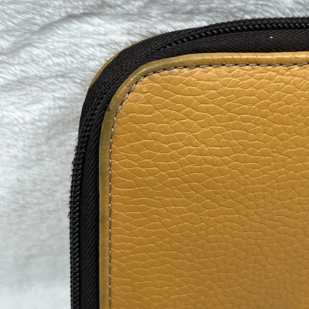 Chala Yellow Leather Zip-Around Wristlet with Sloth Applique